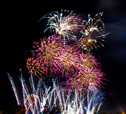 Fireworks over Monterrey, Nuevo Leon, Mexico on Universal Forum of Cultures Monterrey 2007