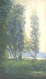 French Poplar Trees in the Mist, vers 1900