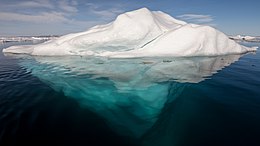 The surface appearance of an iceberg is often used to illustrate the human conscious and unconscious mind; the visible portions are easily noticed, and yet their shape depends on the much larger portions that are out of view. Iceberg in the Arctic with its underside exposed.jpg