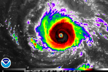 Infrared satellite loop of Irma approaching the northern Leeward Islands on September 5, around the time of its upgrade to a Category 5 hurricane Irma RBTOP 20170905 0715 UTC.gif