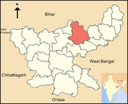 Location of Giridih district in Jharkhand