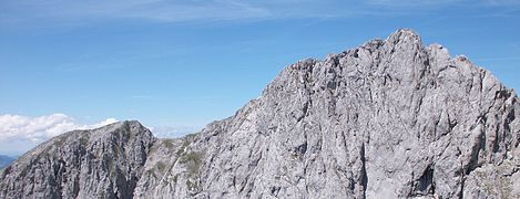 Kopfkraxn (links) und Sonneck (rechts) mit Verbindungsgrat von Südosten