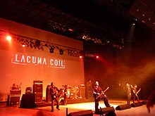 Italian gothic metal band Lacuna Coil performing in 2010 Lacuna Coil 2010 0001.jpg