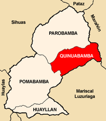 Location of Quinuabamba in the Pomabamba province