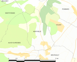 Mapa obce Monthelie