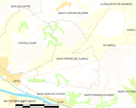 Mapa obce Saint-Pierre-de-Clairac