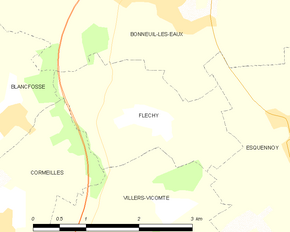 Poziția localității Fléchy