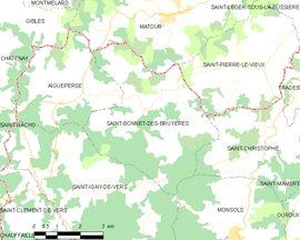 Mapa obce Saint-Bonnet-des-Bruyères