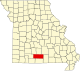 Карта штата с изображением округа Дуглас в южной части штата.