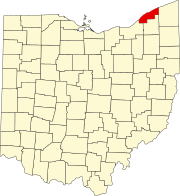 Kort over Ohio med Lake County markeret