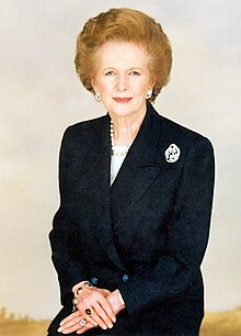 half-length portrait photograph of Thatcher in the mid-1990s
