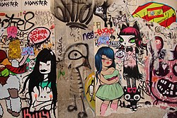 Graffiti by Miss Van and Ciou in Barcelona