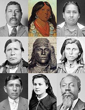 A Muscogee collage from various public domain ...