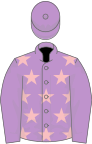 Mauve, pink stars, mauve sleeves and cap