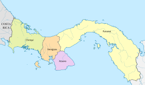 Provincias existentes en el istmo de Panamá entre 1850-1855.