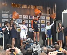 The podium (from left to right): Lizzie Armitstead, Ellen van Dijk and Emma Johansson.