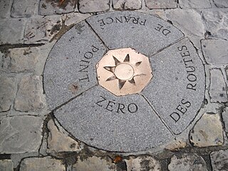 Rosace, actuel point zéro des routes de France sur le parvis de Notre-Dame de Paris depuis 1924