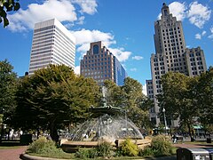 El skyline de Providence desde el parque