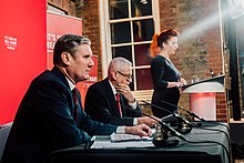 Starmer discussing the Labour Party's Brexit policies with Jeremy Corbyn, December 2019 Revealing Brexit documents (49188334841).jpg