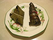 Northern-style (left) and Southern-style (right) zongzi