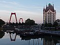 Rotterdam, tower house (het Witte Huis), bridge (de Willemsbrug) and monumentaq lport (de Oude Haven)