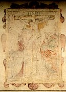 Wandmalerei mit Kreuzigung an der Südwand der Kapelle