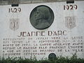 Plaque en l'honneur de Jeanne d'Arc