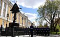 Honor Guards of the Kremlin Regiment in formation behind the monument