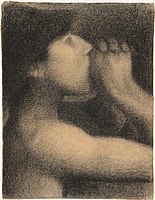 L'Écho, study for Une Baignade, Asnières (Bathing Place, Asnières), 1883–84, Yale University Art Gallery