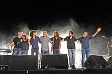 Sopa de Cabra, July 2017. From left to right, Pep Bosch, Jaume Soler (Peck), Ricard Sohn, Francesc Lisicic (Cuco), Gerard Quintana, Valen Nieto, Josep Thió.