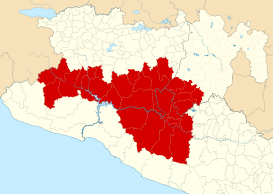 Mapa de Tierra Caliente en México.