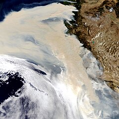 Wildfire smoke in atmosphere off the U.S. West Coast in 2020 Western fires 2020.jpg