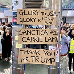 Signs thanking President Donald Trump