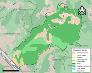 Carte en couleurs présentant l'occupation des sols.