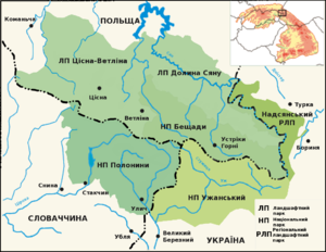 Карта біосферного резервату «Східні Карпати»