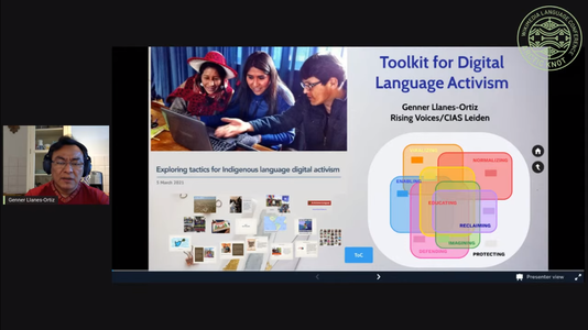 Genner Llanes-Ortiz, Rising Voices, Centre for Indigenous America Studies, Leiden University during his Arctic Knot presentation on Toolkit for Digital Language Activism