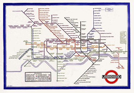 Mappa della metropolitana di Londra ideata da Harry Beck nel 1932