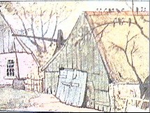 afbeelding van aquarel van een boerderij, in album Herfst, c. 1908