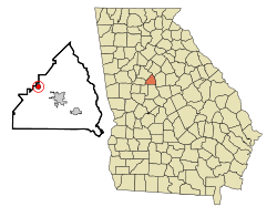 Location in Butts County and the state of جورجیا