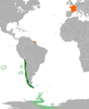 Location map for Chile and France.