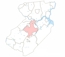 Location of New Brunswick in Middlesex County