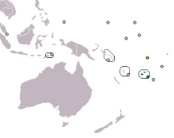 Карта с указанием местоположения Фиджи и Тувалу