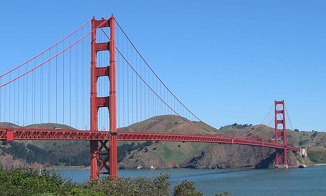 The Golden Gate Bridge in San Francisco, one o...
