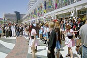 Fans performing the "Hare Hare Yukai" dance at Anime Expo 2007.