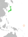 Location map for Japan and Nauru.