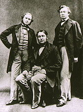 Gustav Kirchhoff (left) and Robert Bunsen (center) discovered rubidium by spectroscopy. (Henry Enfield Roscoe is on the right.) Kirchhoff Bunsen Roscoe.jpg