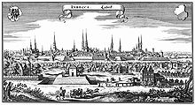 gravure : Vue de Lübeck en 1641