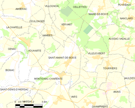 Mapa obce Saint-Amant-de-Boixe