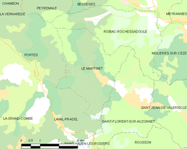 Mapa obce Le Martinet