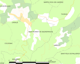 Mapa obce Saint-Bonnet-de-Salendrinque